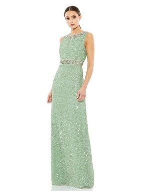 Mac Duggal A10839 Green Sleeveless Sequin Column Gown in Mint Size 2 NWT